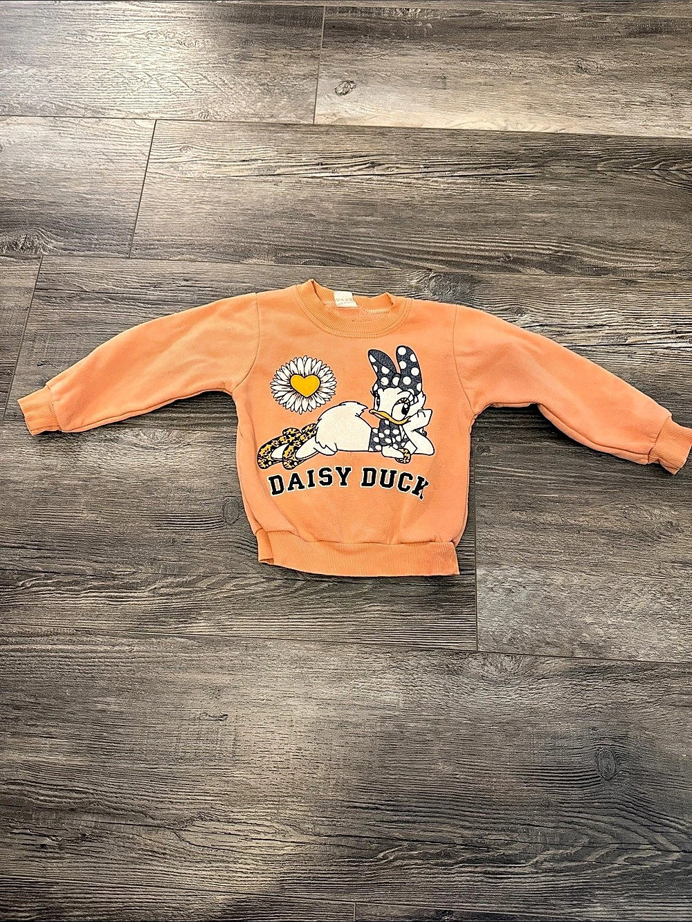 Benna Daisy Duck Graphic Sweatshirt in Orange Size 3T